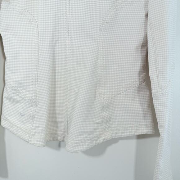 Lululemon Forme Jacket Dune Tan White Gingham Luon Zip Fitted Jacket 6 W4A92S - Picture 11 of 16